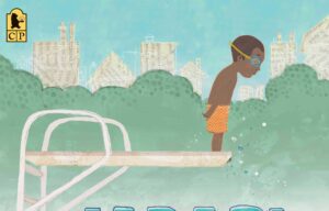 illustration of young black boy on a diving board
