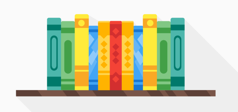 illustration of books on a shelf